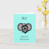 Verjaardagskaart met knuffelmuis (Turkoois) Kaart (Gele Bloem)