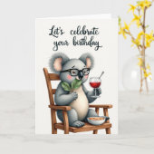 Verjaardagskaart met koala kaart (Gele Bloem)