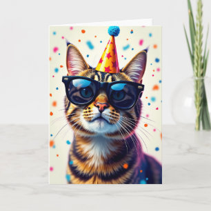 Verjaardagskaart met koele kat kaart