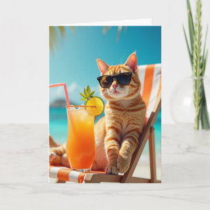 Verjaardagskaart met koele kat scène kaart