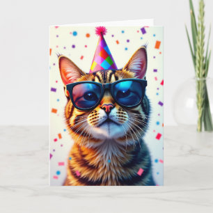 Verjaardagskaart met koele kattenbril kaart
