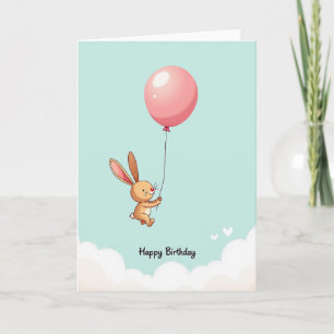 Verjaardagskaart met Konijn en Ballon Kaart