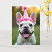 Verjaardagskaart met Lachende Hond Kaart (Gele Bloem)