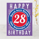 Verjaardagskaart met leeftijd, naam en datum kaart (Gele Bloem)