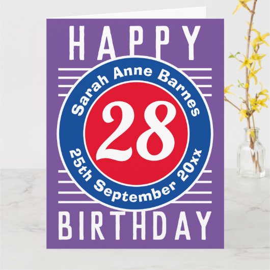 Verjaardagskaart met leeftijd, naam en datum kaart (Gele Bloem)