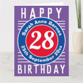 Verjaardagskaart met leeftijd, naam en datum kaart (Voorkant)