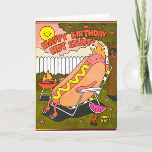Verjaardagskaart met letterpers 'Hot Stuff' Kaart