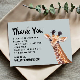 Verjaardagskaart met leuk giraffendankjewel bedankkaart