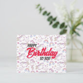 Verjaardagskaart met leuke eenhoorn  briefkaart (Staand voorkant)