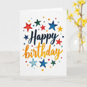 Verjaardagskaart met levendige script kaart (Gele Bloem)