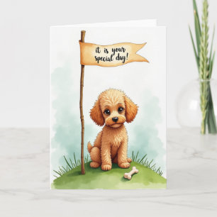 Verjaardagskaart met lieve puppy kunst kaart
