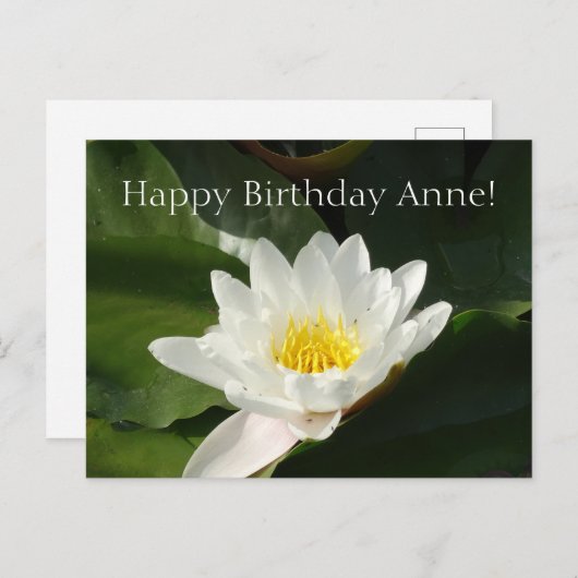 Verjaardagskaart met Lotus Bloem Ansichtkaart Briefkaart (Voorkant / Achterkant)