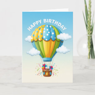 Verjaardagskaart met luchtballon in fantasievolle  kaart