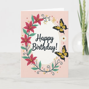 Verjaardagskaart met magenta bloemen kaart