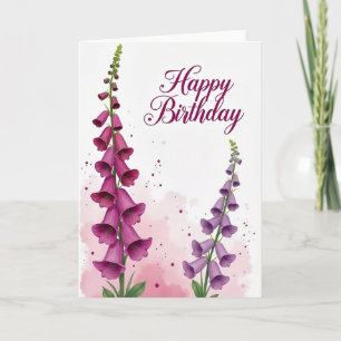 Verjaardagskaart met magenta klokjesbloemen kaart