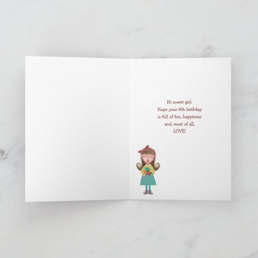 Verjaardagskaart met meisje dat 'Verjaardag' zingt Kaart (Binnen)