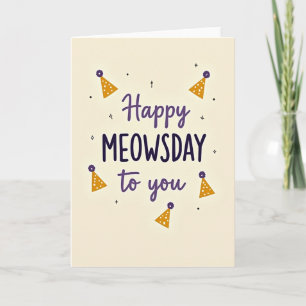Verjaardagskaart met Meowsday-viering Kaart
