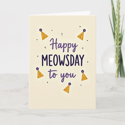 Verjaardagskaart met Meowsday-viering Kaart (Voorkant)