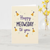 Verjaardagskaart met Meowsday-viering Kaart (Gele Bloem)