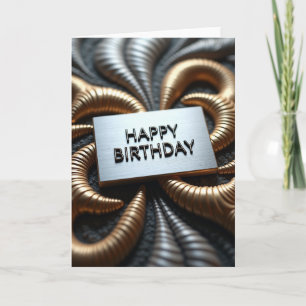 Verjaardagskaart met metaalachtige swirl kaart