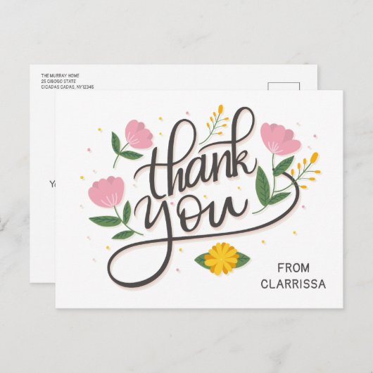 Verjaardagskaart met modern script briefkaart (Voorkant / Achterkant)