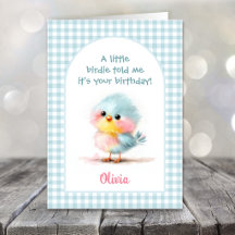 Verjaardagskaart met Mooie Baby Vogel