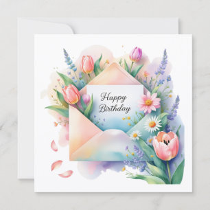 Verjaardagskaart met mooie lente bloemen feestdagenkaart