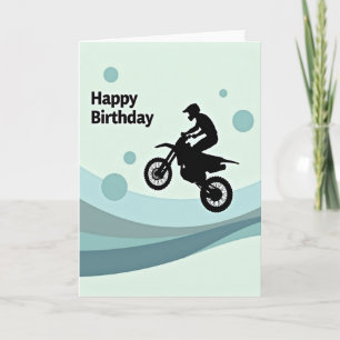 Verjaardagskaart met motorfiets sprong kaart