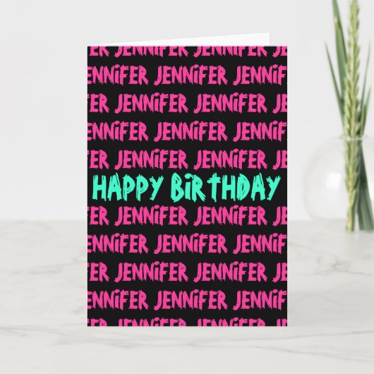 Verjaardagskaart met neon tekst kaart (Voorkant)