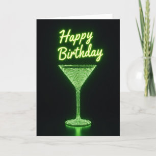 Verjaardagskaart met neonlicht 's nachts kaart