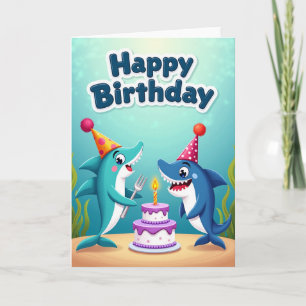 Verjaardagskaart met oceaanwezens kaart