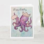 Verjaardagskaart met octopus ontwerp kaart (Voorkant)