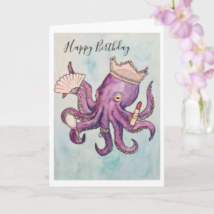 Verjaardagskaart met octopus ontwerp kaart