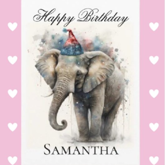 Verjaardagskaart met olifant in een vouwkaart kaart
