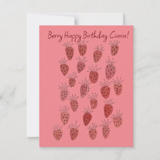 Verjaardagskaart met ondeugende aardbei motief notitiekaartje (Voorkant)
