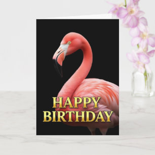VERJAARDAGSKAART MET OPVALLENDE FLAMINGO CLOSE-UP KAART