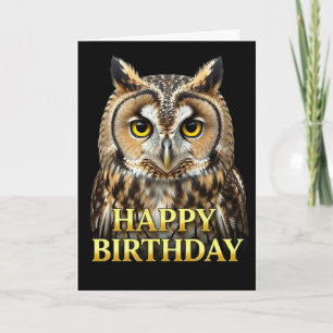 VERJAARDAGSKAART MET OPVALLENDE OWL IN CLOSE-UP KAART