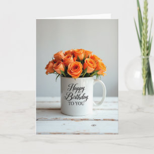 Verjaardagskaart met oranje rozen kaart