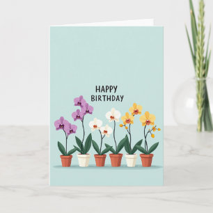 Verjaardagskaart met orchidee in pot kaart