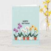 Verjaardagskaart met orchidee in pot kaart (Gele Bloem)