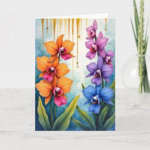 Verjaardagskaart met orchideeën in bloei kaart