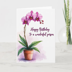 Verjaardagskaart met Orchideeën Pot Kaart