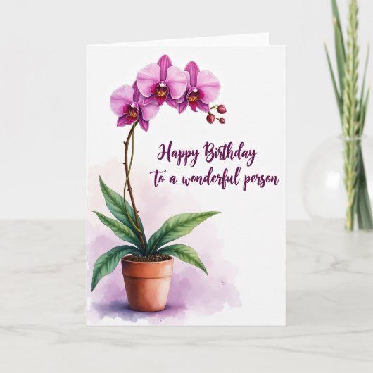 Verjaardagskaart met Orchideeën Pot Kaart (Voorkant)