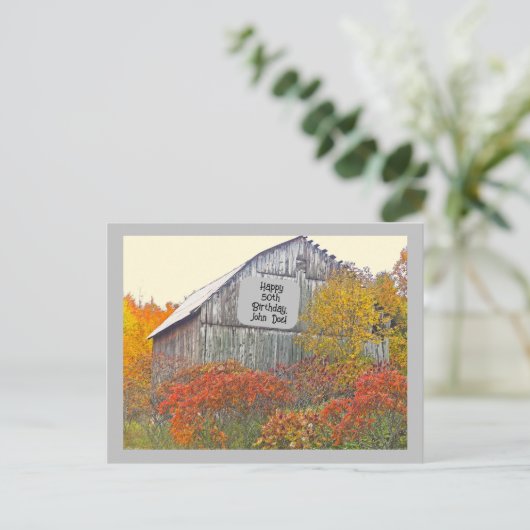VERJAARDAGSKAART MET OUD SCHUUR Postkaart (Staand voorkant)