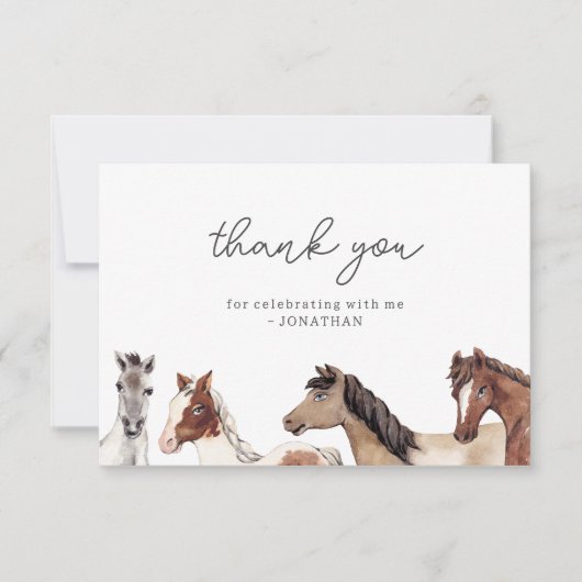 Verjaardagskaart met paard bedanken bedankkaart (Voorkant)