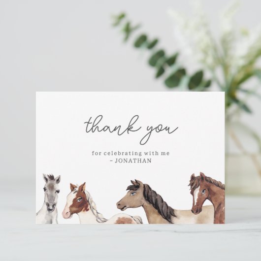 Verjaardagskaart met paard bedanken bedankkaart (Staand voorkant)