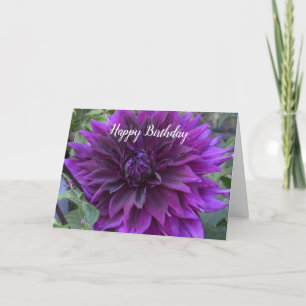 Verjaardagskaart met paarse dahlia kaart
