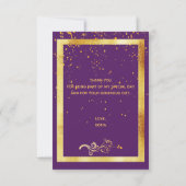 Verjaardagskaart met paarse en gouden tinten bedankkaart (Achterkant)