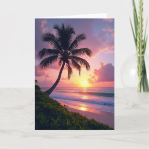 Verjaardagskaart met palm silhouet kaart