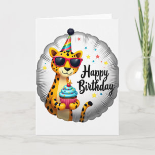 Verjaardagskaart met Party Cat Cupcake Kaart